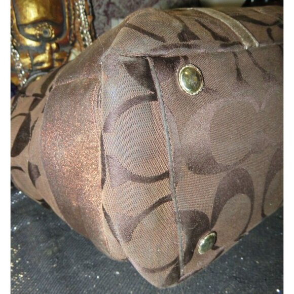 Coach Cursive Creed Limited Edition Brown Signature Jacquard Copper Shimmer Tote - Picture 11 of 14